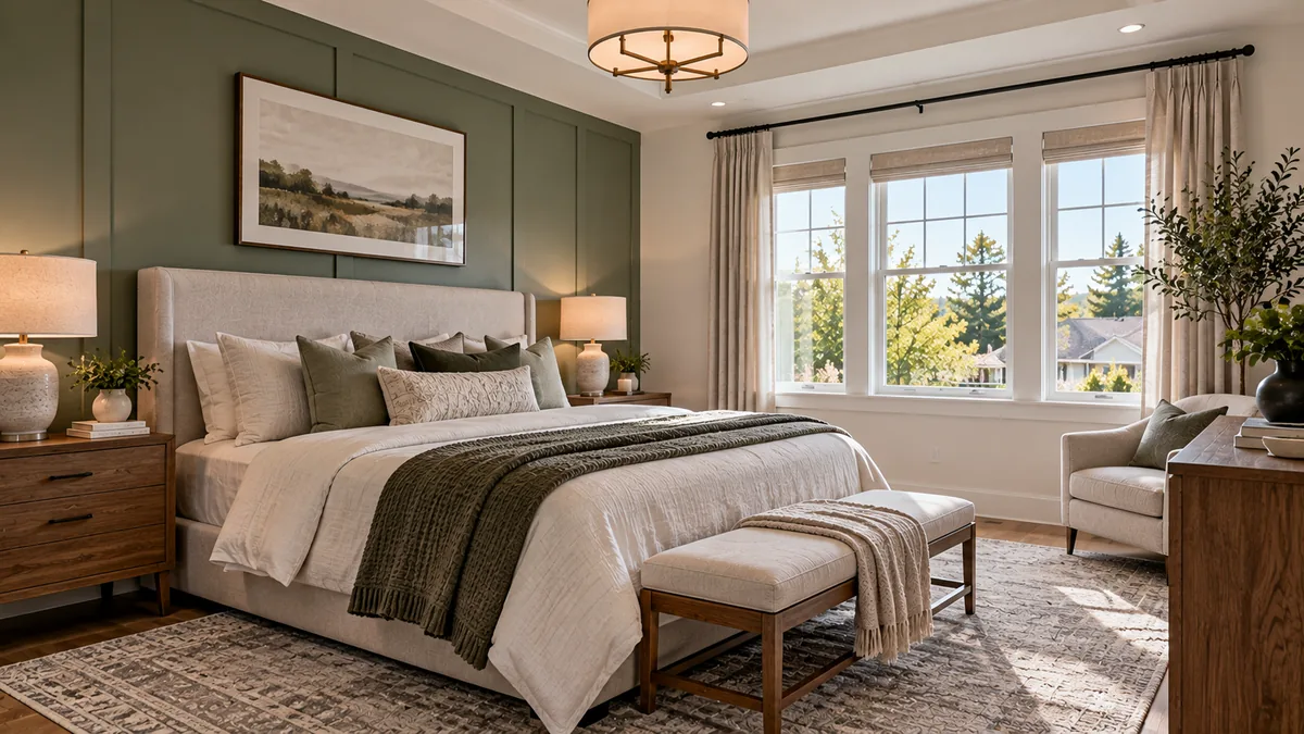 Illustrative contemporary US bedroom; not a Rooftop Pavilion project.