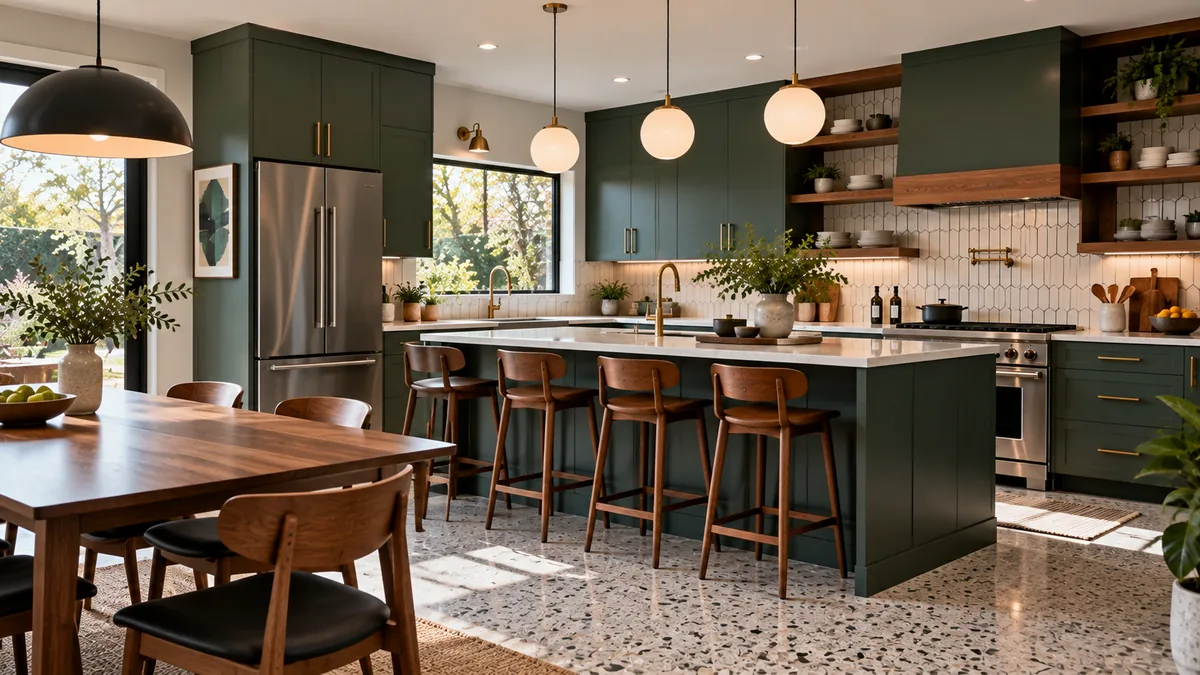Illustrative mid-century kitchen; not a Rooftop Pavilion project.