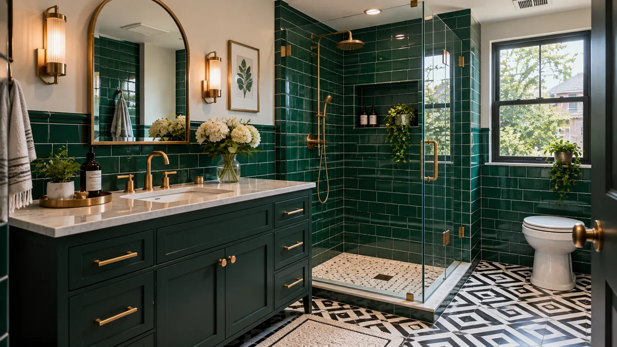 Illustrative Art Deco bathroom; not a Rooftop Pavilion project.