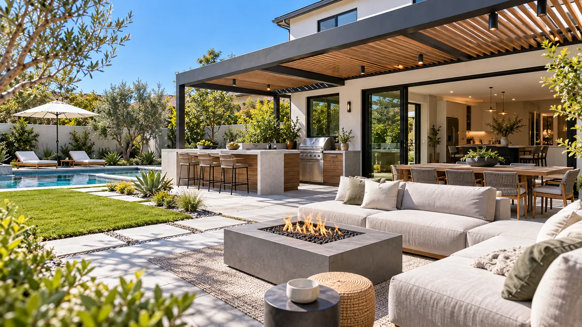 Illustrative US outdoor living area; not a Rooftop Pavilion project.